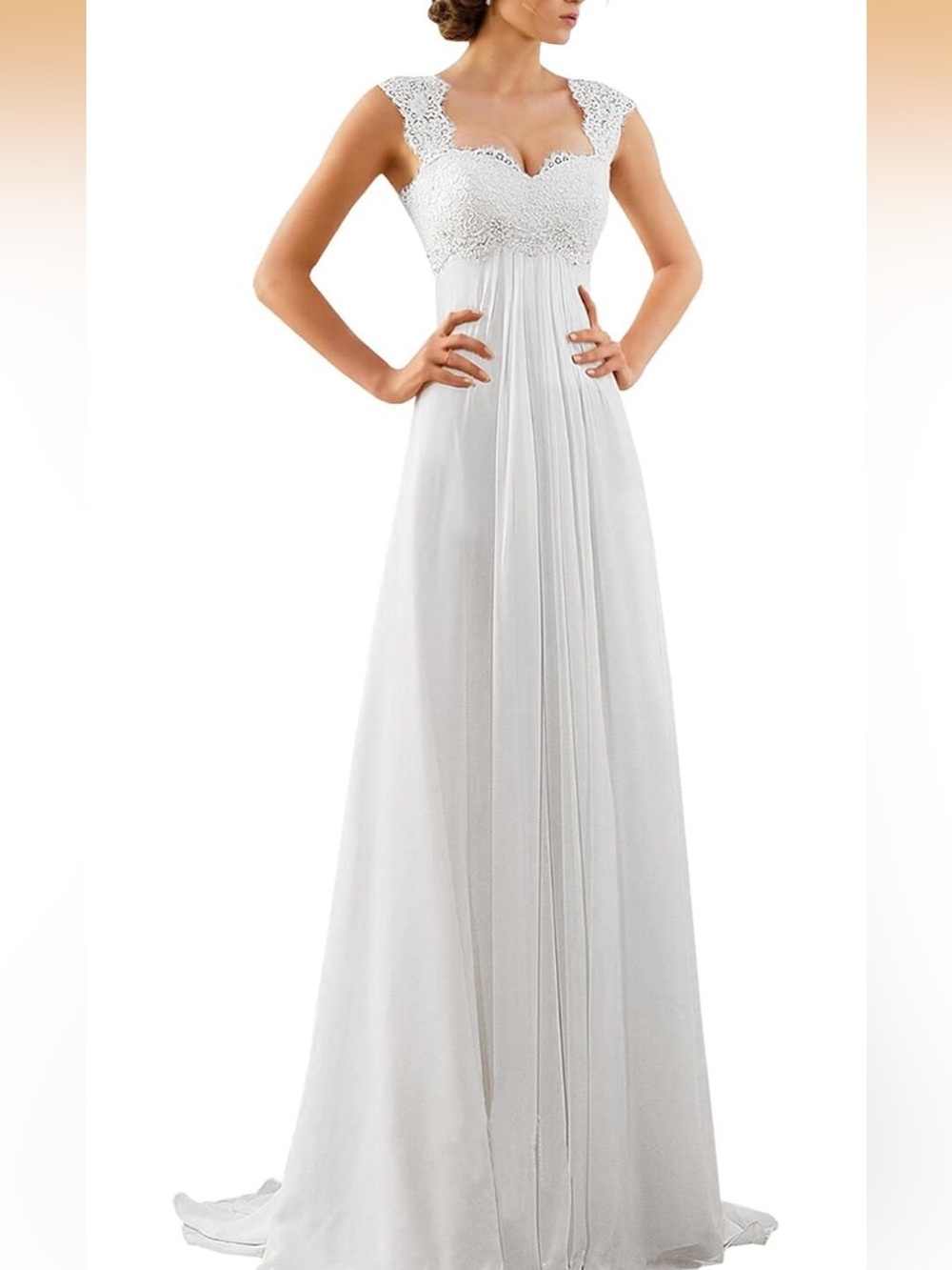 Wedding Dress Sleeveless Lace Bridal Gowns 4.  1597/DC-1